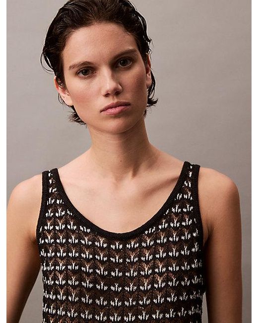 Calvin Klein Black Tanktop Aus Strukturiertem Jacquard