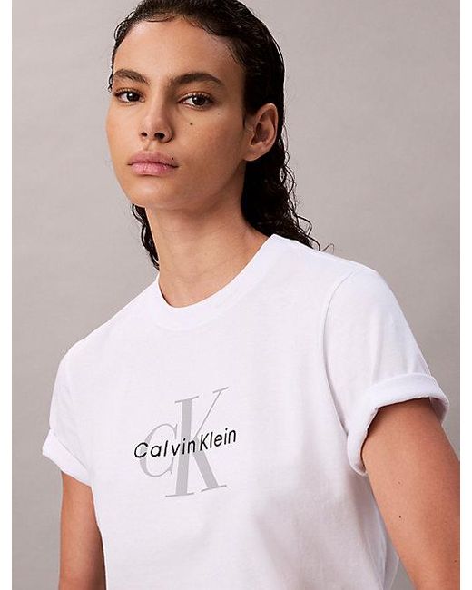 Calvin Klein White Jeans Monogram T-Shirt