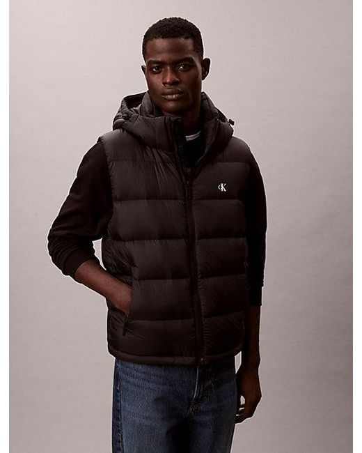 Calvin Klein Blue Jeans Hooded Down Puffer Gilet for men