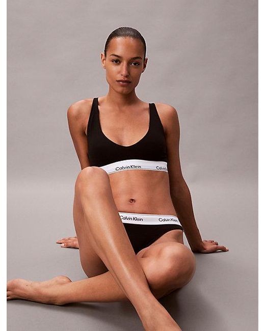 Calvin Klein Black Unlined Triangle Bralette Icon Cotton Modal