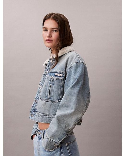 Calvin Klein Blue Jeans Sherpa Denim Jacket