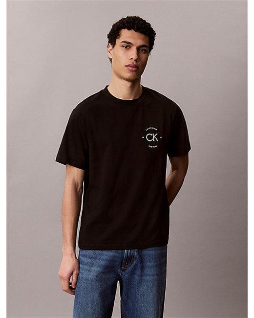 Calvin Klein Black Jeans Embroidered Logo T-Shirt for men