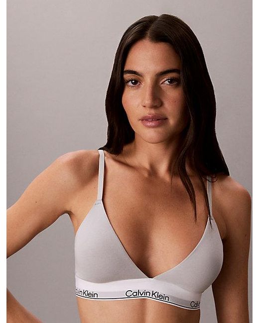 Calvin Klein Brown Lightly Lined Triangle Bralette Icon Cotton Modal
