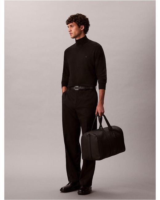 Calvin Klein Gray Leather Large Duffle Bag for men