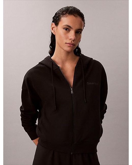 Calvin Klein Black Cotton Terry Blend Zip Lounge Hoodie
