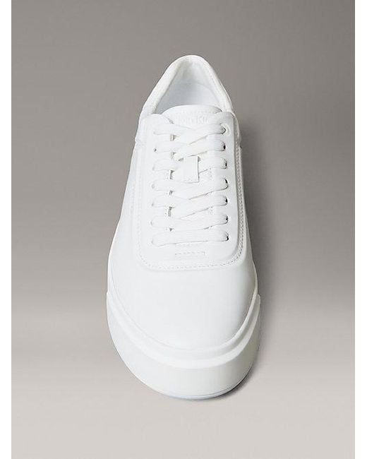 Calvin Klein White Jeans Leather Signature Trainers for men