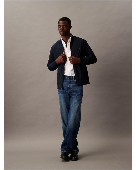 Calvin Klein Blue Matte Bomber Jacket for men