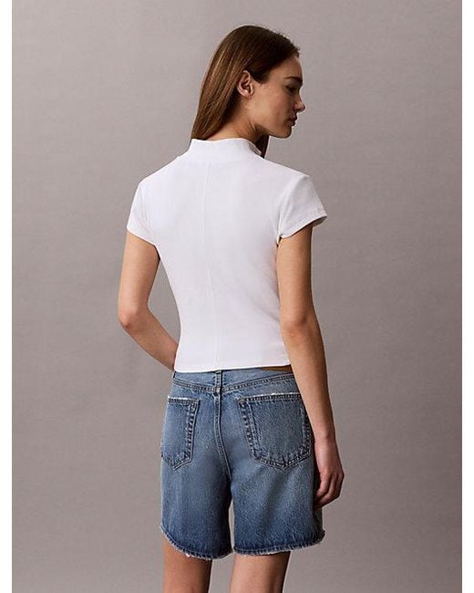 Calvin Klein Blue Jeans Monologo Patch Rib Zip Top