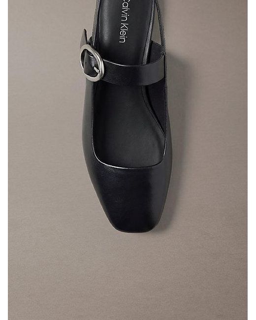 Calvin Klein Black Leather Slingback Ballerinas