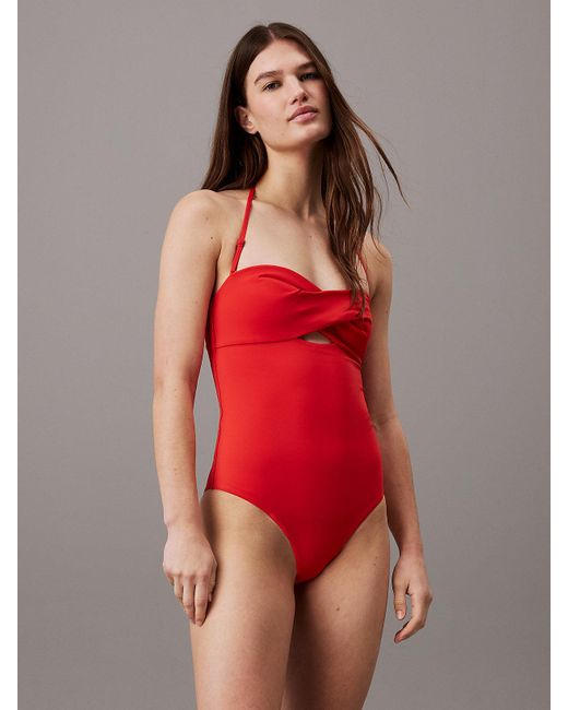 Calvin Klein Bandeau Swimsuit - Ck Structured Twist