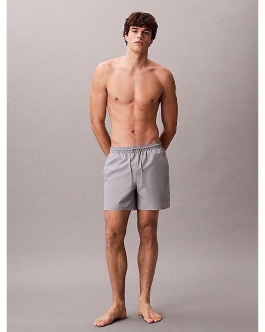 Calvin Klein Gray Medium Drawstring Swim Shorts Ck Monogram for men
