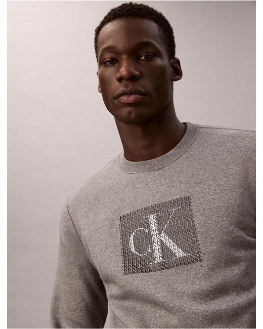 Calvin Klein Multicolor Calvin Klein Fleece Layered Monogram Graphic Sweatshirt for men