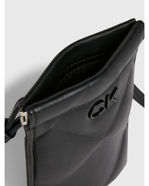 Calvin Klein Black Quilted Crossbody Phone Pouch
