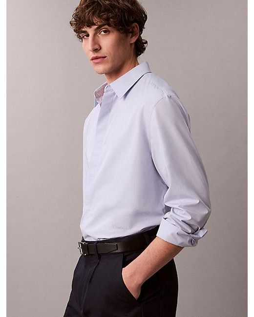 Calvin Klein Gray Relaxed Solid Button Up Shirt for men