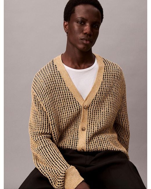 Cardigan En Lin À Points Ouverts Calvin Klein pour homme en coloris Natural