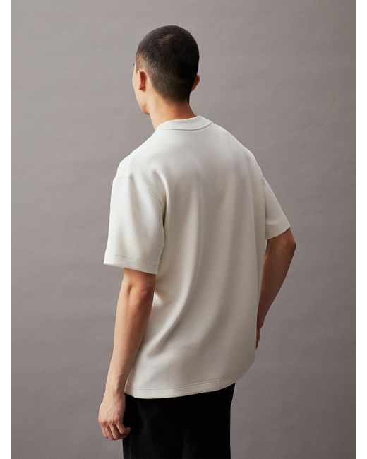 T-shirt en scuba relaxed avec monogramme Calvin Klein pour homme en coloris White