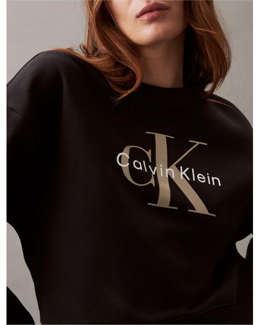 Calvin Klein Blue Monogram Logo Relaxed Crewneck Sweatshirt