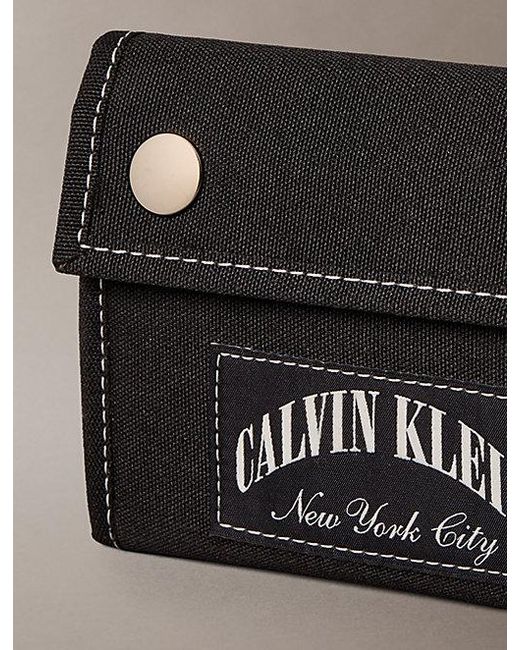 Calvin Klein Black Heritage Crest Trifold Wallet for men