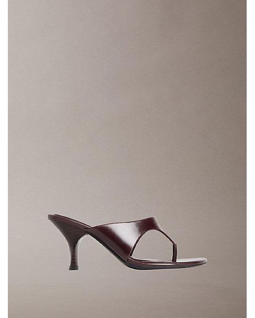 Calvin Klein Red Elisa Leather Kitten Heel Sandals