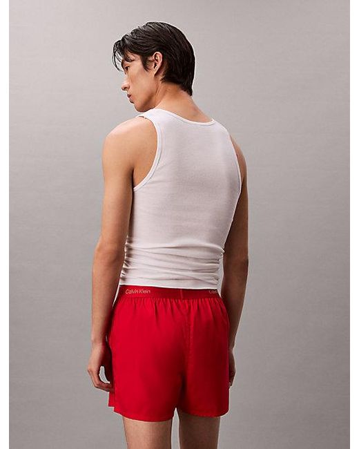 Calvin Klein Red Slim Woven Cotton Boxers Lunar New Year for men