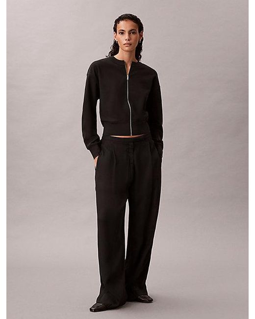 Calvin Klein Black Stretch Crepe Zip Cardigan