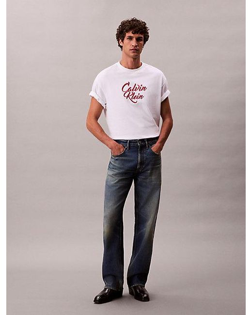 Calvin Klein Relaxed T-Shirt Met Grafisch Scriptlogo in het White voor heren