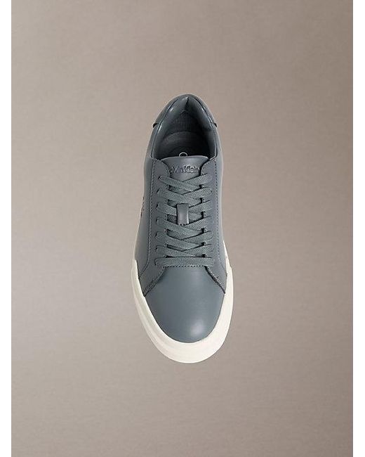 Calvin Klein Gray Leather Durable Traction Chunky Trainers