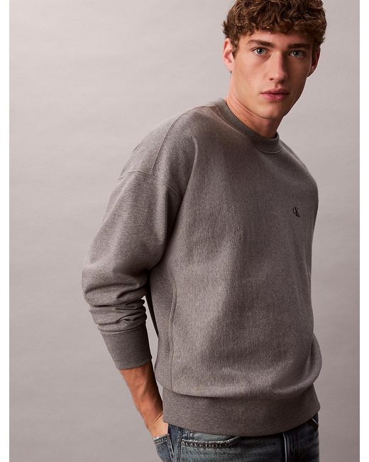 Calvin Klein Gray Relaxed Monogram Sweatshirt for men