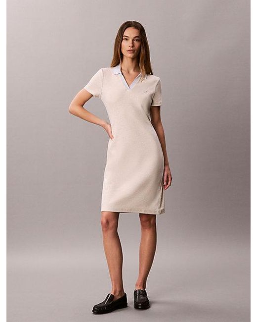 Calvin Klein Natural Jeans Slim Ribbed Cotton Polo Dress