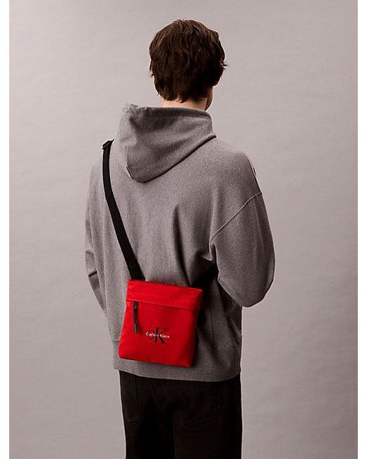 Calvin Klein Red Nylon Monogram Logo Flatpack for men