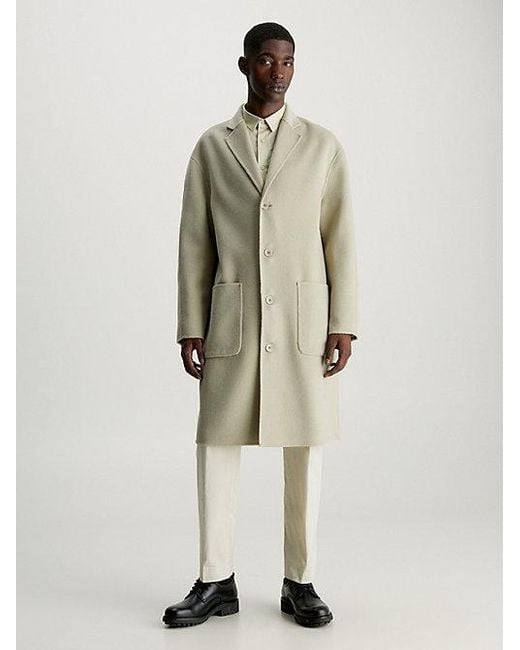 Abrigo de lana de doble cara suave Calvin Klein de hombre de color Natural