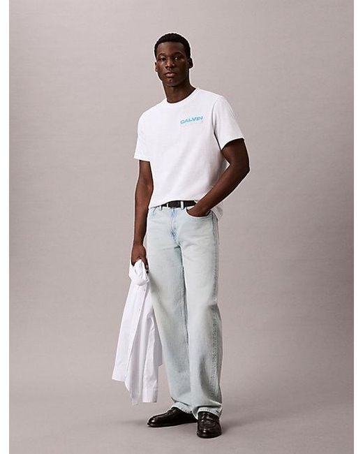 Calvin Klein White Jeans Relaxed Back Logo T-Shirt for men