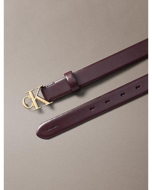 Calvin Klein Brown Leather Monogram Logo Belt