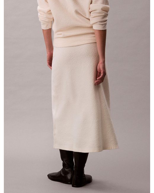 Calvin Klein Natural Boiled Wool Midi Skirt