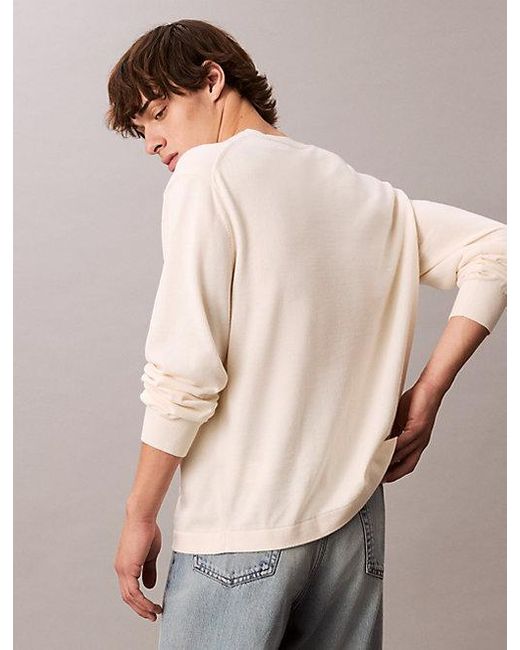 Calvin Klein Relaxed Trui Met Monogram-Logo in het Natural voor heren
