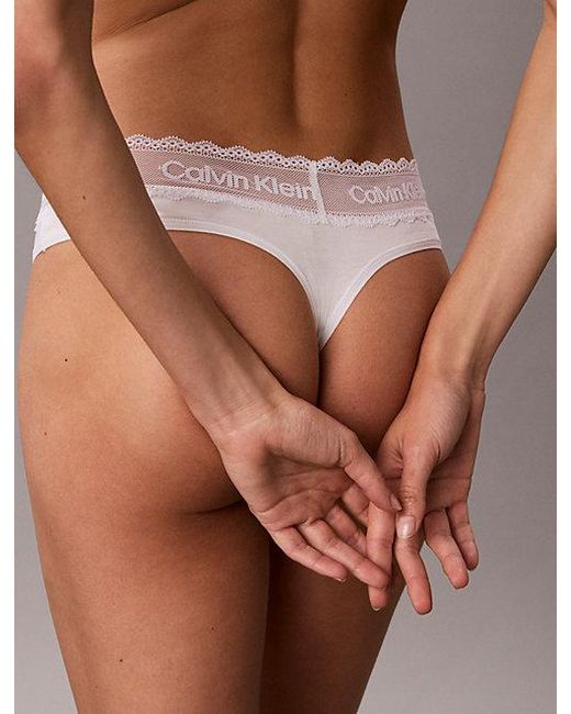 Calvin Klein Brown Thong Cotton Lace
