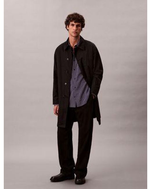 Camisa a rayas con botones holgada de mezcla de viscosa Calvin Klein de hombre de color Purple