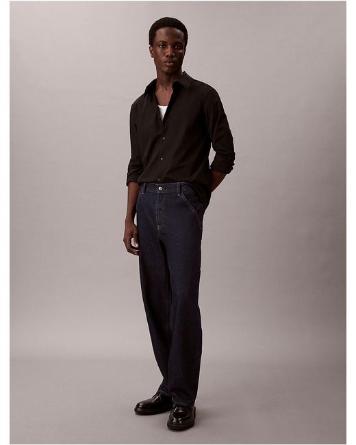 Calvin Klein Black Tech Stretch Slim Button-Down Shirt for men