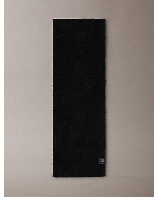 Calvin Klein Black Soft Boucle Signature Logo Scarf for men