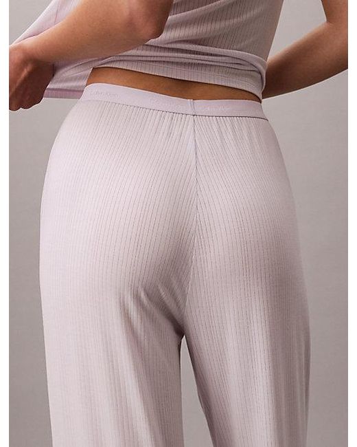 Calvin Klein Zachte Modal Geribbelde Pyjamabroek in het Gray