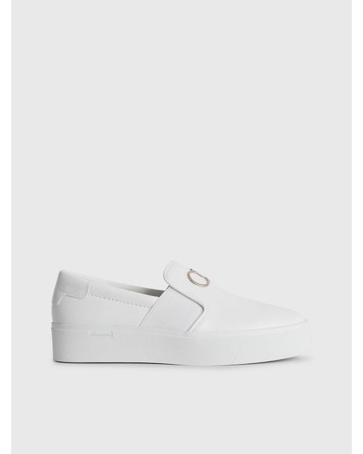Calvin klein white slip shop on shoes