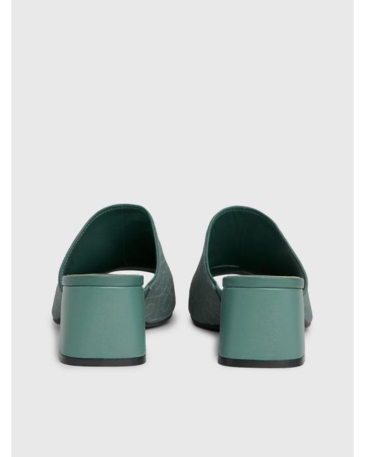 Calvin Klein Green Logo Jacquard Heeled Sandals