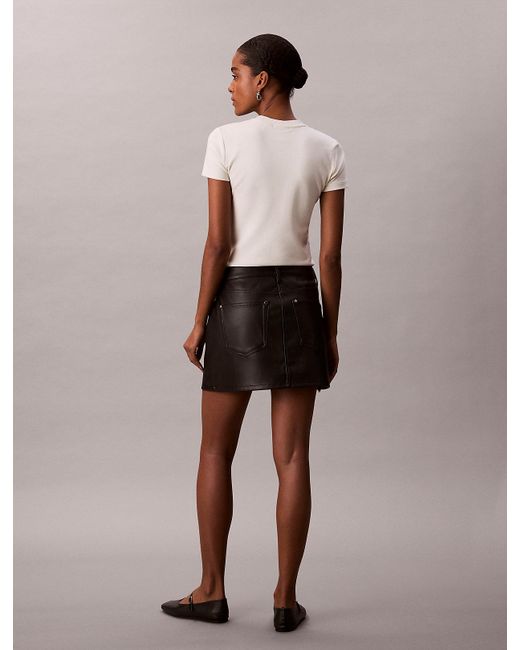 Calvin Klein Brown Faux Leather Mini Skirt