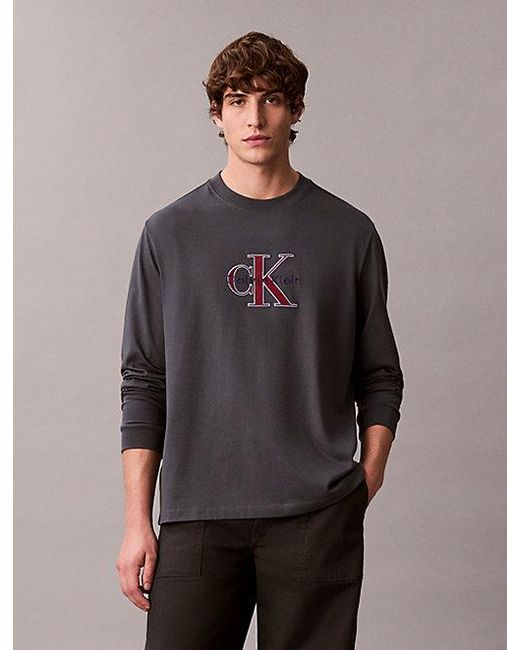 Calvin Klein Gray Jeans Monologo Relaxed T-Shirt for men