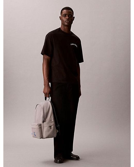 Calvin Klein Gray Nylon Monologo Round Backpack for men