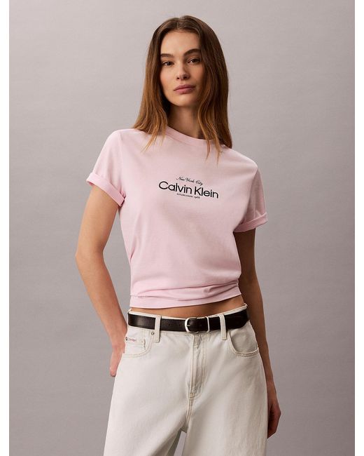 Calvin Klein Pink Classic Nyc Logo T-Shirt