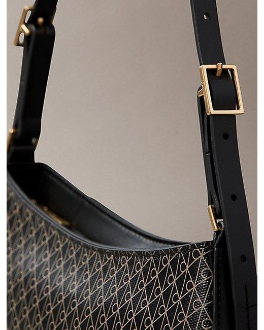 Calvin Klein Gray Small Coated Emblem Logo Shoulder Bag