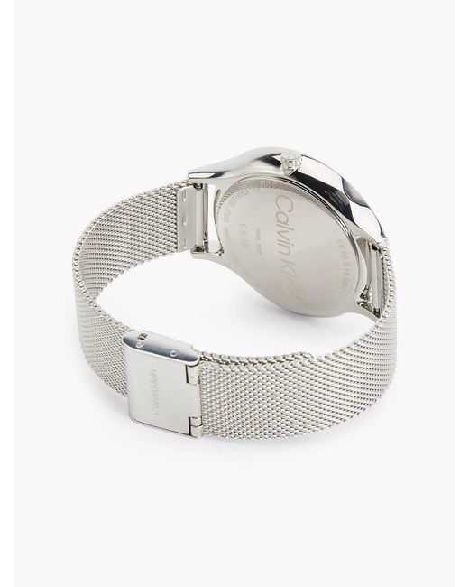 Calvin Klein Gray Minimalistic Dial Mesh Bracelet Watch