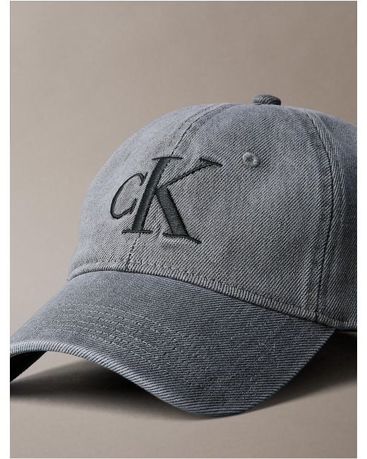 Calvin Klein Gray Denim Monogram Cap for men