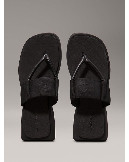 Sandales Compensées Carrées En Toile Calvin Klein en coloris Gray